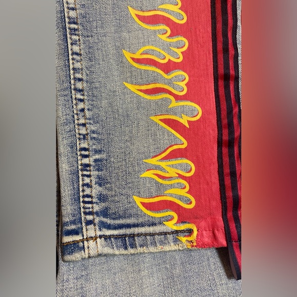 NWT COOPER 9 MENS MAGMA STRIPE JEANS RED BLACK 34X32 - Picture 6 of 11